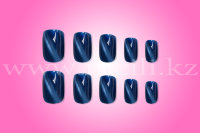 Ногти накладные самоклеющиеся «Кошачий глаз», прямоугольной формы, цвет синий. арт 886