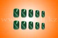Ногти накладные самоклеющиеся «Кошачий глаз», прямоугольной формы, цвет зеленый. арт 886-2