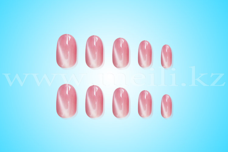 Ногти накладные самоклеющиеся «Кошачий глаз», овальной формы, цвет розовый. арт 886-6