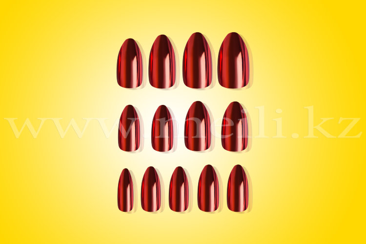 Ногти накладные самоклеющиеся "NFC", овальной формы, цвет красный, классика. арт 012-2