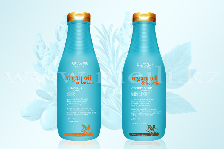 Шампунь и кондиционер для питания и восстановления структуры волос «Argan oil & keratin» по 730 мл